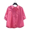A fresh and artistic style women's 7-quarter sleeve casual shirt, a new summer 2025 versatile and elegant top Item Picture
